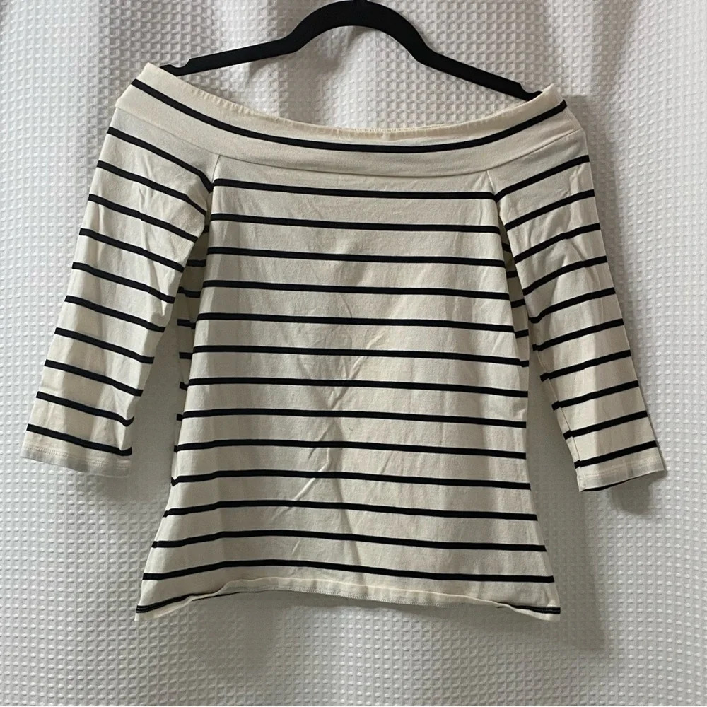 LOFT Striped Off the Shoulder Knit Top